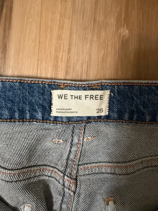 Free People We The Free Panel Straight Leg Jeans Size 28 Raw Hem Light Wash - Picture 2 of 4